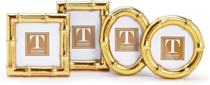 Two's Company Gold Faux Bamboo Photo Frames – Decorative Picture Frame Set with Assorted Shapes... | Amazon (US)