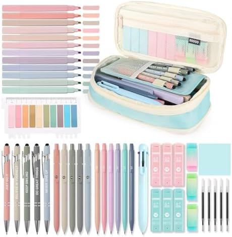 56 PCS Aesthetic School Supplies Cute Stationary Set with Pencil Case, Inspirational Ballpoint Pe... | Amazon (US)