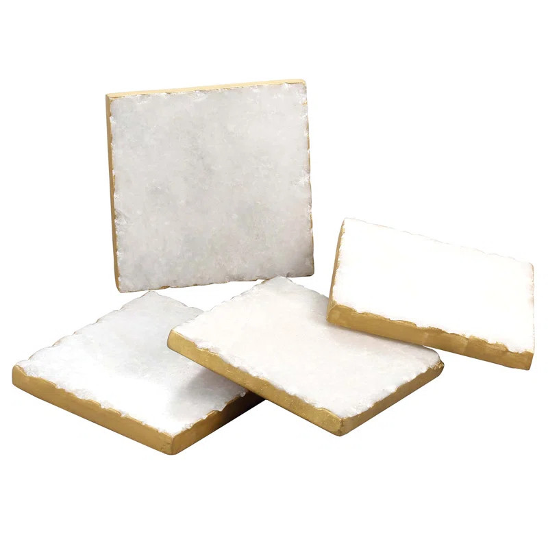 Providence Natural White Marble Coasters with Edges | Wayfair North America