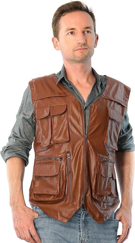ComfyCamper Jurassic Dinosaur Hunter Wrangler Cosplay Leather Vest for Men Boys | Amazon (US)