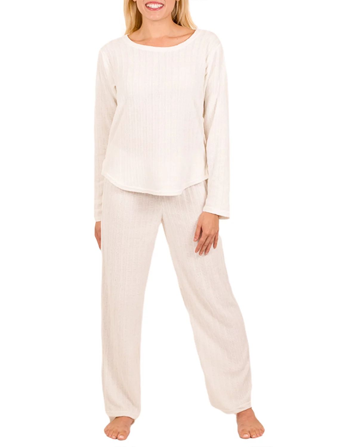 Jo & Bette Women’s Long Sleeve Chenille Pajama Set, PJ Lounge Shirt & Pants | Walmart (US)