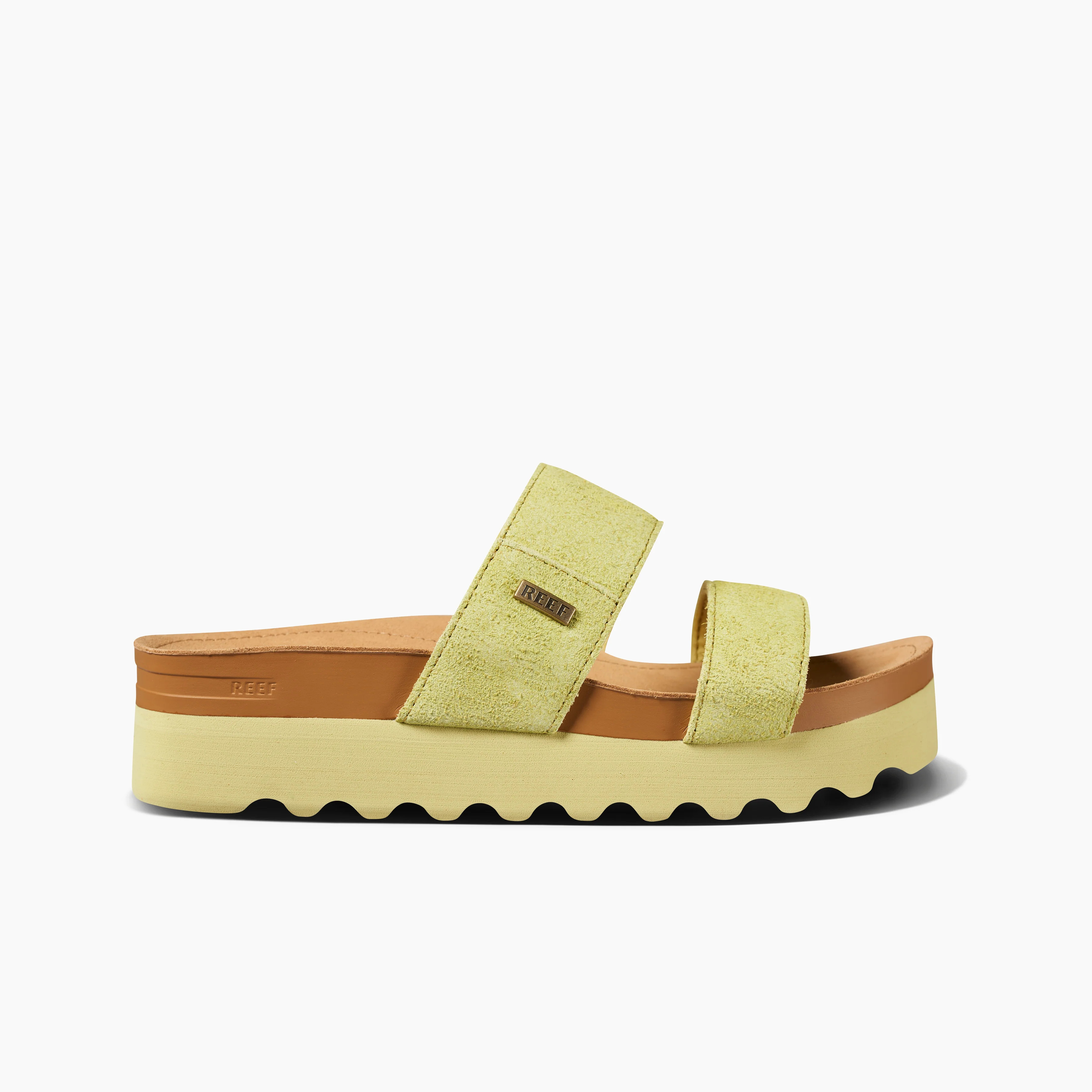 Women's Cushion Vista Hi Slides in Citron Suede | REEF® | Reef