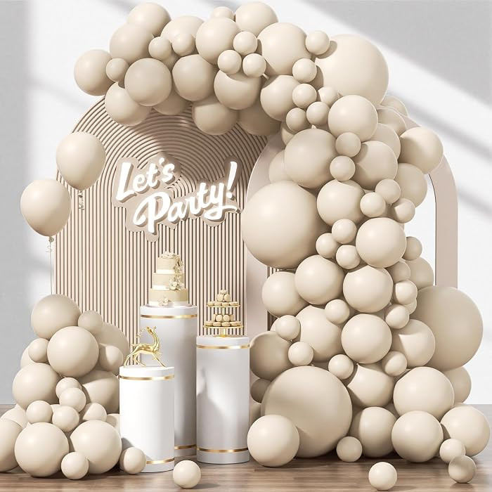 Awenztech 122pcs White Sand Beige Latex Balloons in 18 12 10 5 inches | Amazon (US)