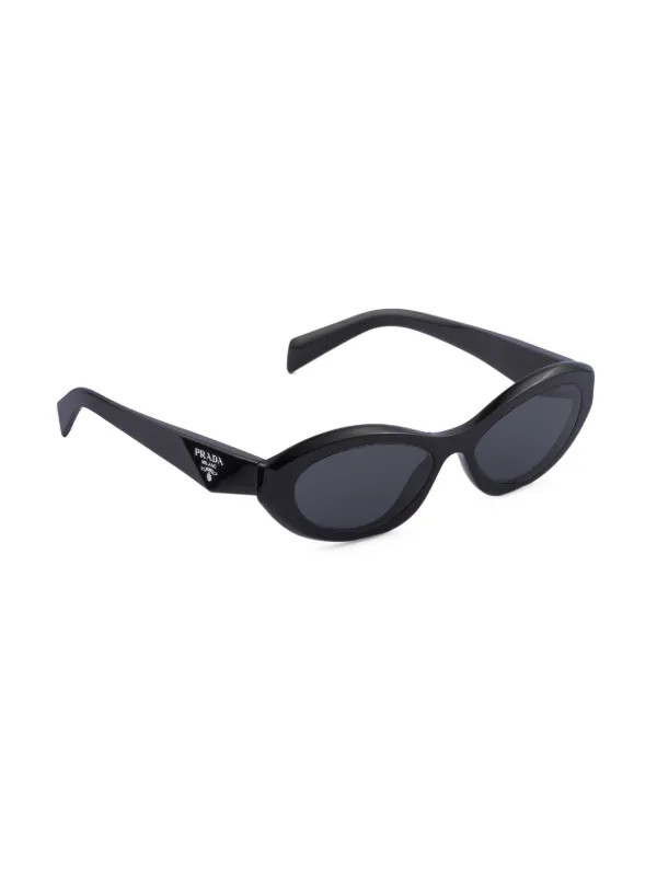 Prada Eyewear Symbole oval-frame Sunglasses | Black | FARFETCH | Farfetch Global