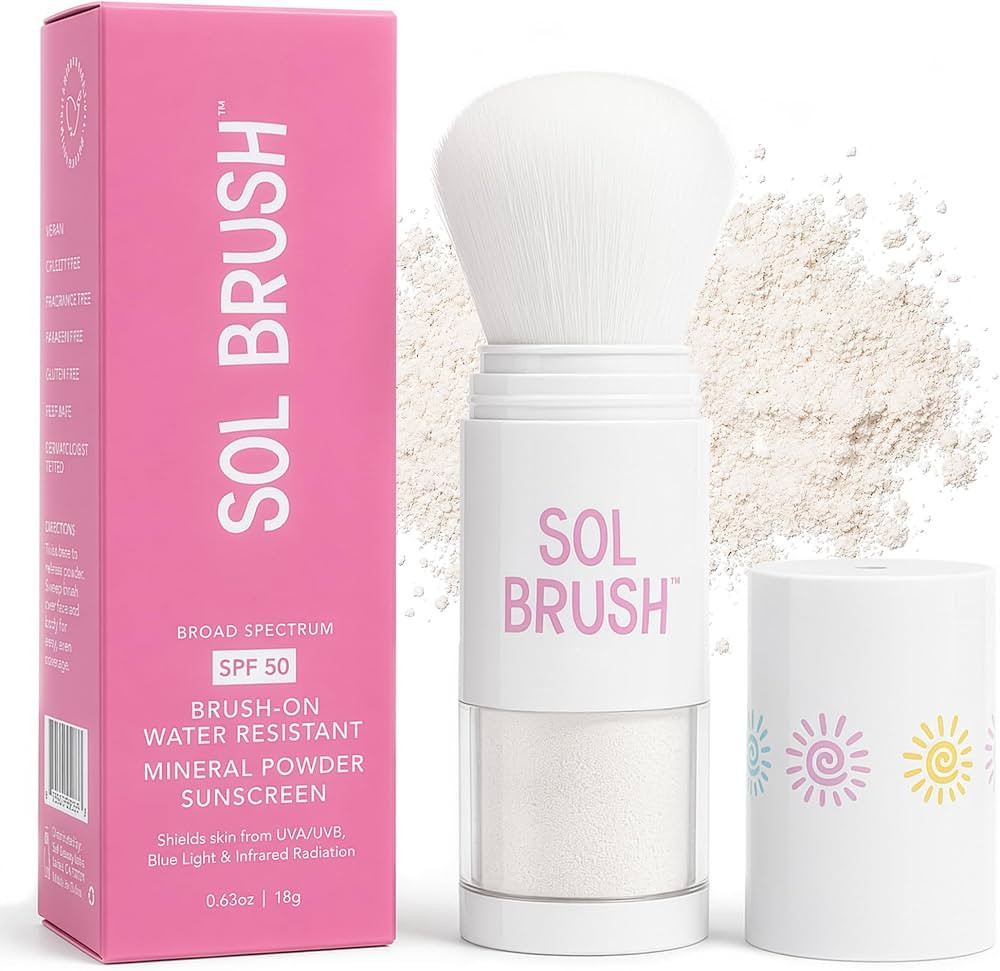SPF 50 Mineral Sunscreen Powder, Broad Spectrum UVA/UVB Protection Sunscreen, Mess Free Brush On ... | Amazon (US)