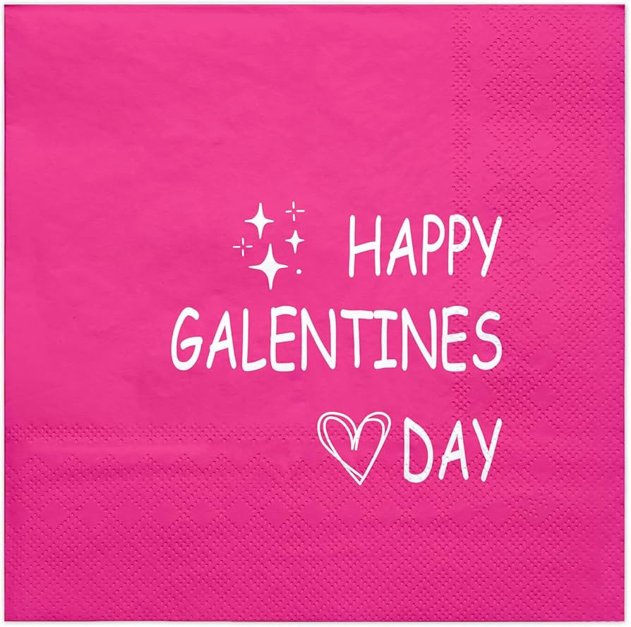 WRAPAHOLIC 50Pcs Valentine's Day Paper Napkins - 3-Ply Happy Galentine's Day Cocktail Paper Napki... | Amazon (US)