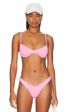 Kulani Kinis Ditzy Underwire Bikini Top in Bubblegum Pink Ribbed from Revolve.com | Revolve Clothing (Global)