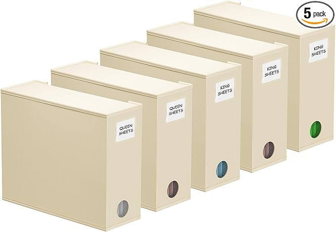 SpaceAid 5 Pack Bed Sheet Organizers and Storage, Foldable Sheet Organizer for Linen Closet, Shee... | Amazon (US)