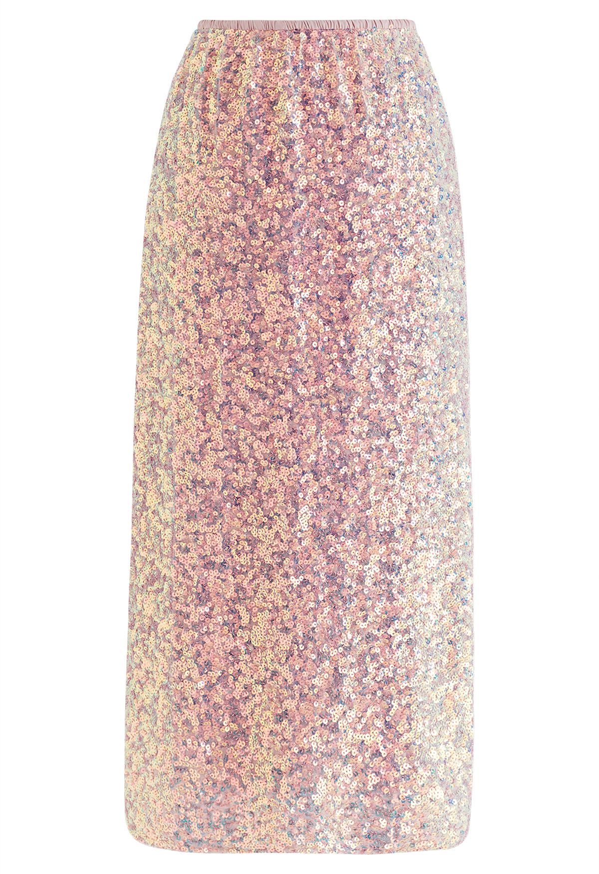 Iridescent Sequin Embellished Pencil Skirt in Pink | Chicwish
