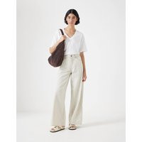 Hush Women's Nessa High Waisted Wide Leg Jeans - 10REG - Ecru, Ecru | Marks & Spencer (UK)