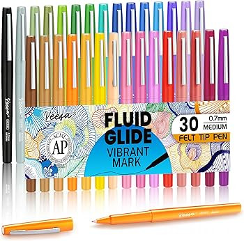 Felt Tip Pens 30 Colors, Medium Point (0.7mm), Assorted Colors Markers Pens For Journaling, Writi... | Amazon (US)