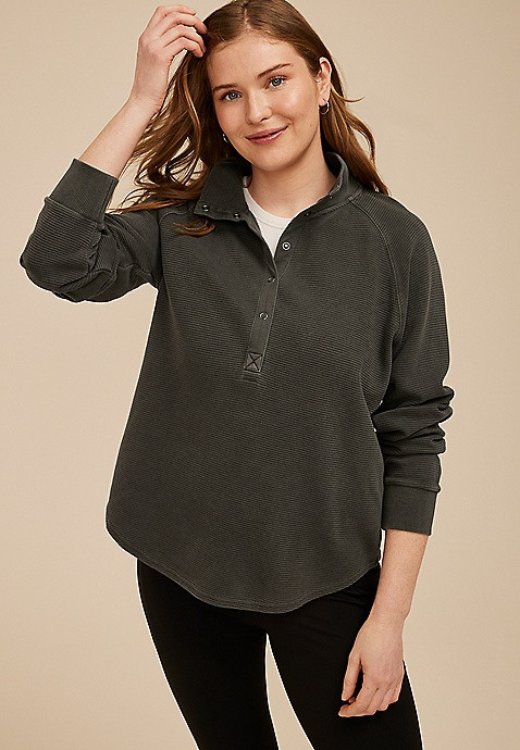 Ottoman Snap Button Sweatshirt | Maurices