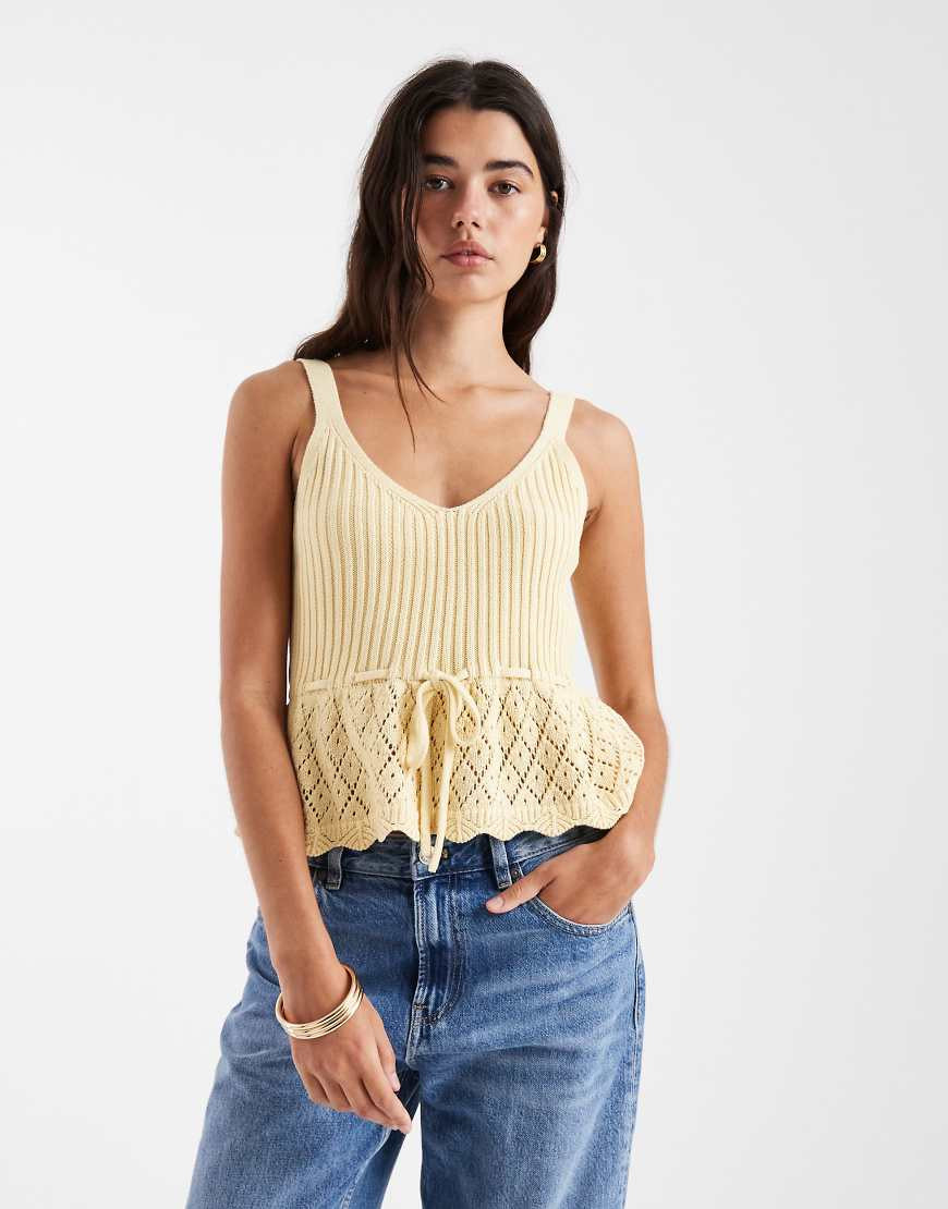 New Look knitted peplum vest in yellow | ASOS (Global)