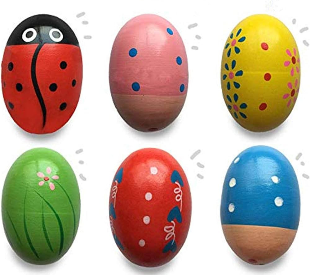 JoFAN 6 Pack Wooden Percussion Musical Shake Eggs Easter Egg Shakers for Kids Boys Girls Toddlers... | Amazon (US)