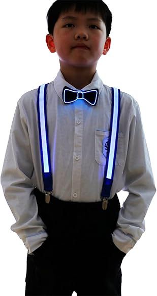 2pcs Light Up LED Boy's Suspenders and Bow Tie for Kids & Teenager & Adult | Amazon (US)