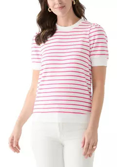 Crown & Ivy™ Women's Stripe Puffed Shoulder Top | Belk