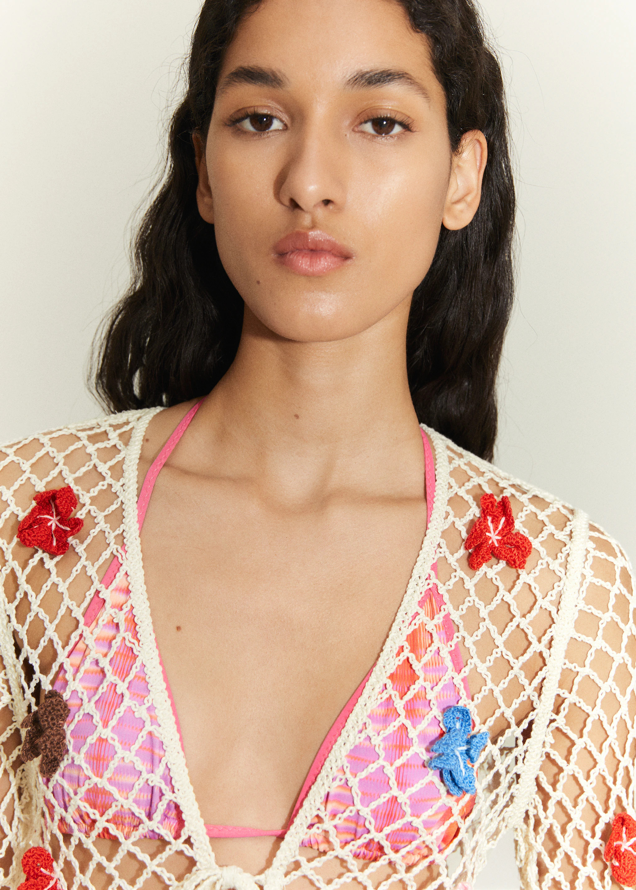 Knitted dress with decorative flowers | MANGO (US)