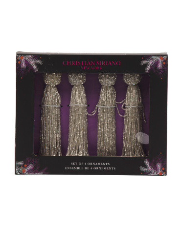 Set Of 4 Beaded Tassel Ornaments | TJ Maxx
