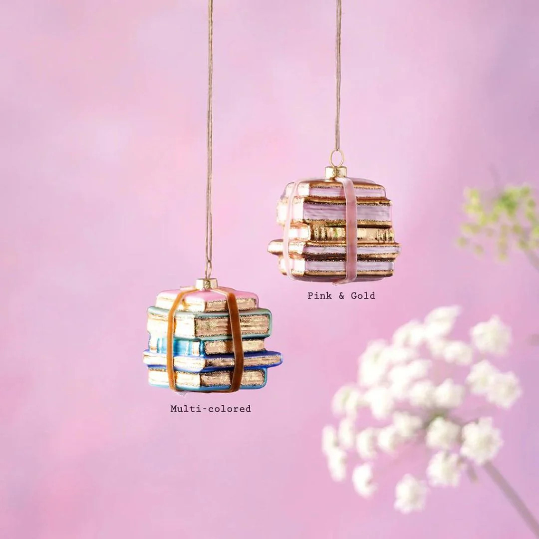 Gilded Books Ornament | Pink Antlers