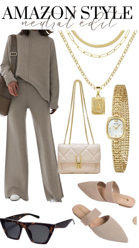Neutral Beige Brown Two Piece Women's Long Sleeve Set Outfit Idea 

#LTKstyletip #LTKfindsunder100 #LTKSeasonal