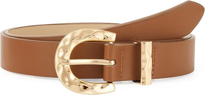 LEACOOLKEY Leather Belt for Women Ladies Waist Belt for Jeans Dress Fashion Leather Belt with Gol... | Amazon (US)