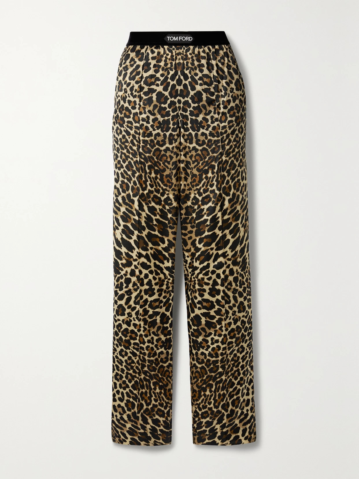 TOM FORD - Velvet-trimmed Leopard-print Stretch-silk Satin Pants - Animal print | NET-A-PORTER (US)