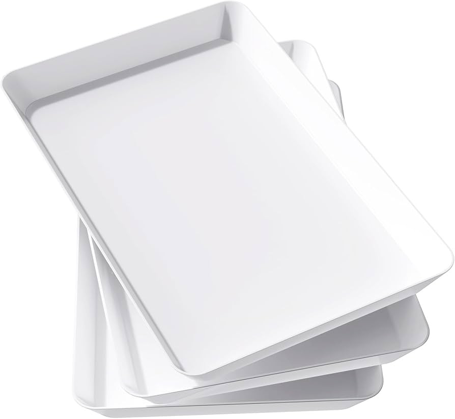 Lifewit Serving Tray Plastic for Party Supplies, 15" x 10" Platters for Serving Food, 3 pcs White... | Amazon (US)