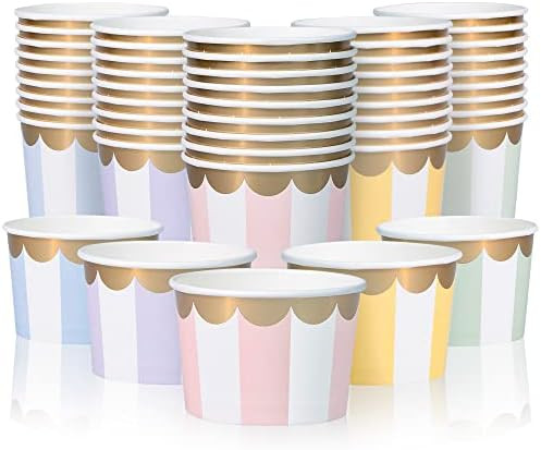 Paper Ice Cream Cups - 50-Count 9-Oz Disposable Dessert Bowls for Hot or Cold Food, 9-Ounce Party... | Amazon (US)