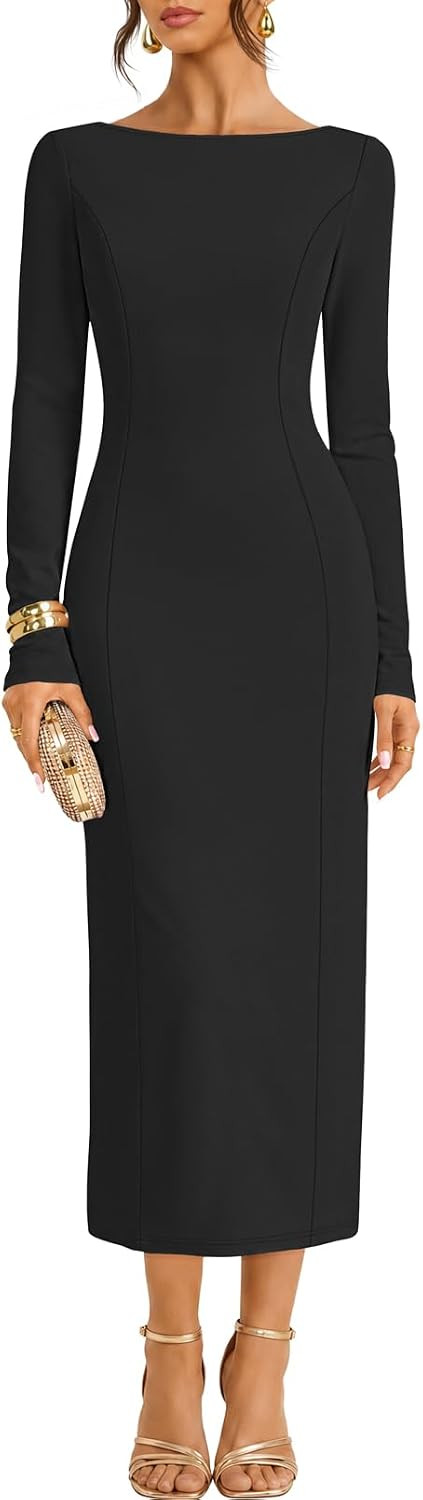 MEROKEETY Womens Fall 2026 Long Sleeve Wedding Guest Formal Maxi Dress | Amazon (US)