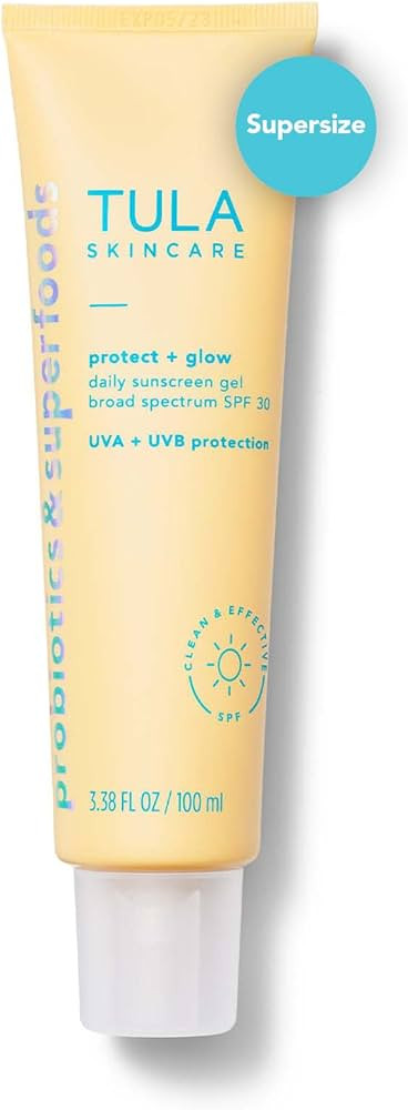 TULA Skin Care Protect + Glow Daily Sunscreen Gel Broad Spectrum SPF 30 | Skincare-First, Non-Gre... | Amazon (US)