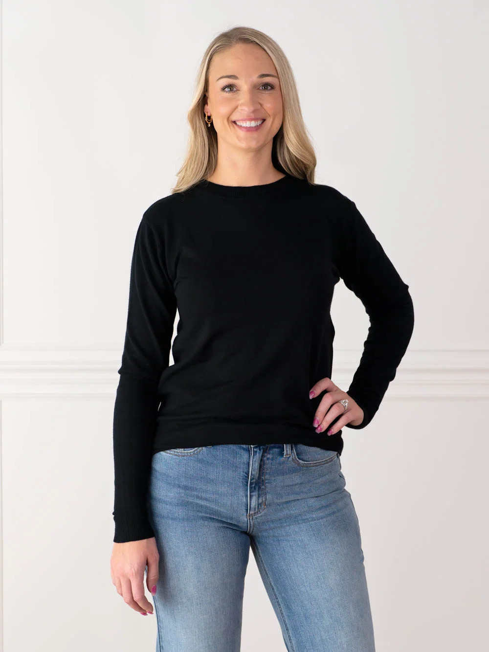 Crew Neck Tall Sweater - Black | Amalli Talli