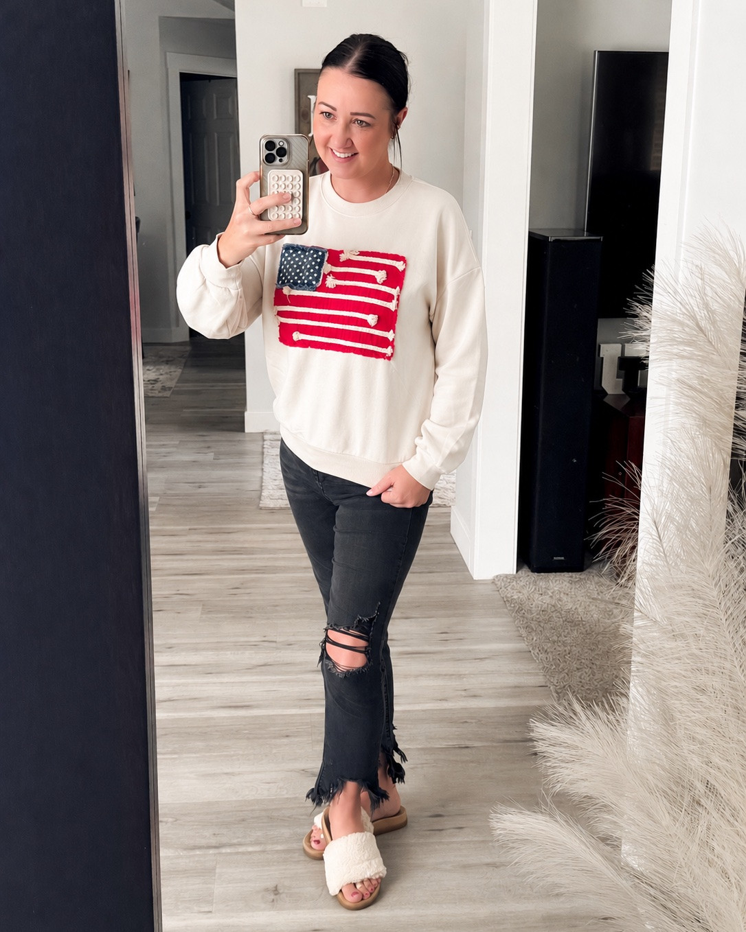 Happy 4th of July!!
Stars, stripes, and the CUTEST cozy girl vibes 🇺🇸. This patriotic sweatshirt is giving major designer-inspired energy without the designer price tag! The vintage rope flag detail is so unique and elevated, and the oversized comfy fit makes it perfect for BBQs, lake days, fireworks, country concerts, and chilly summer nights. Paired with denim shorts for the ultimate effortless all-American look ❤️🤍💙 Grab this Free People dupe before it sells out too!

#LTKFindsUnder50 #LTKStyle #PatrioticStyle #FourthOfJulyOutfit #AmericanaStyle #CozyStyle #FreePeopleDupe #SweatshirtWeather #CasualChic #SummerStyle #RedWhiteAndBlue #OOTD #CountryConcertOutfit #LakeDayOutfit #TrendyFashion #ViralFashion #WeekendStyle #NeutralStyle #FashionFinds #CuteAndComfy #DenimShortsStyle #BoutiqueStyle #EverydayStyle #SummerOOTD #USAStyle #PatrioticOutfit #EffortlessStyle #TrendingNow #AmazonFashionFinds

Free People dupe • patriotic sweatshirt • Americana sweatshirt • USA flag sweatshirt • oversized patriotic pullover • vintage flag sweatshirt • cozy neutral sweatshirt • Fourth of July outfit • country concert outfit • casual summer outfit • patriotic fashion women • trendy oversized sweatshirt • boutique style sweatshirt • rope flag sweatshirt • comfy cute outfit • summer layering piece • denim shorts outfit • viral fashion finds • affordable Free People dupe • neutral aesthetic outfit

#LTKootd #LTKOver40 #LTKvlog