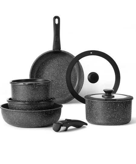 Amazon find CAROTE 11pcs Nonstick Cookware Set With Detachable Handle, Induction Kitchen Sets Non Stick, Removable Handle, RV Oven Safe, Black

#LTKhome