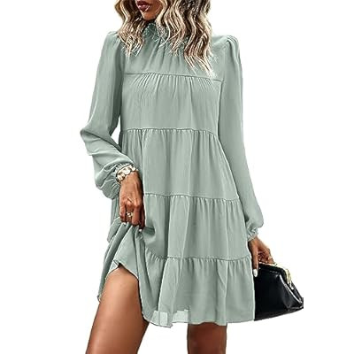 KIRUNDO Long Sleeve Baby Doll Dresses Women 2026 Casual Spring Summer Ruff… | Amazon (US)
