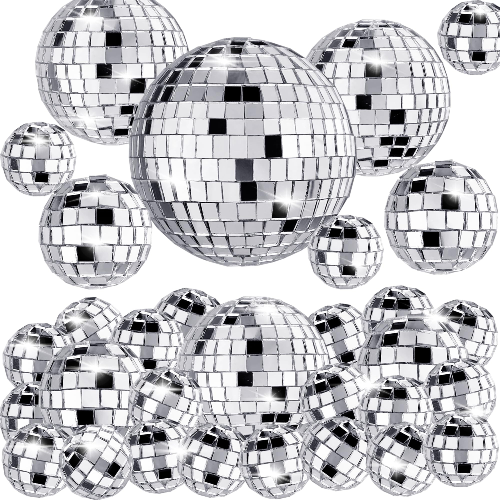 34 PCS Disco Ball Cake Decoration Ornaments Reflective Mirror Ball Cake Decoration 70s Disco Them... | Amazon (US)