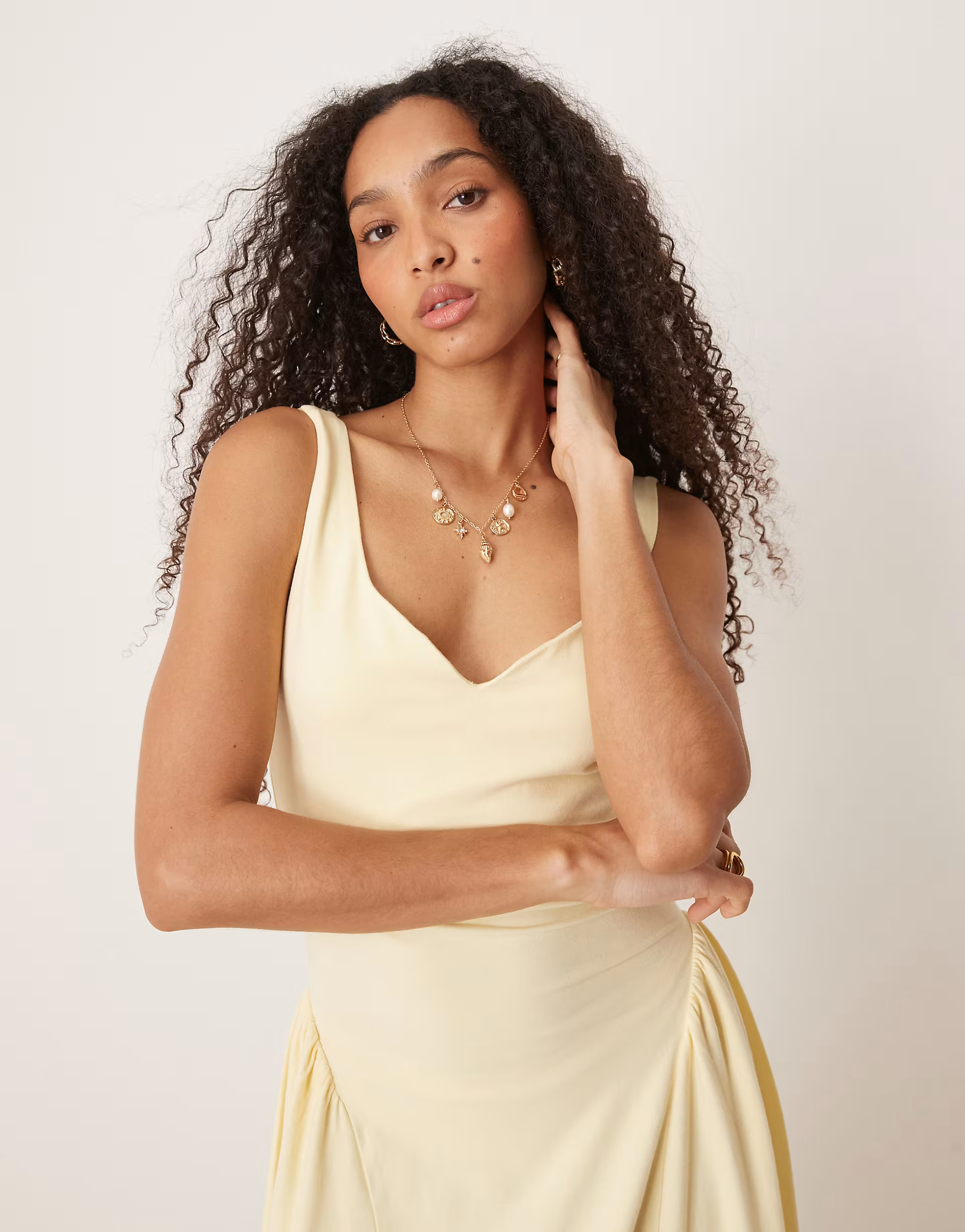 ASOS DESIGN summer maxi dress with full skirt in lemon | ASOS (Global)
