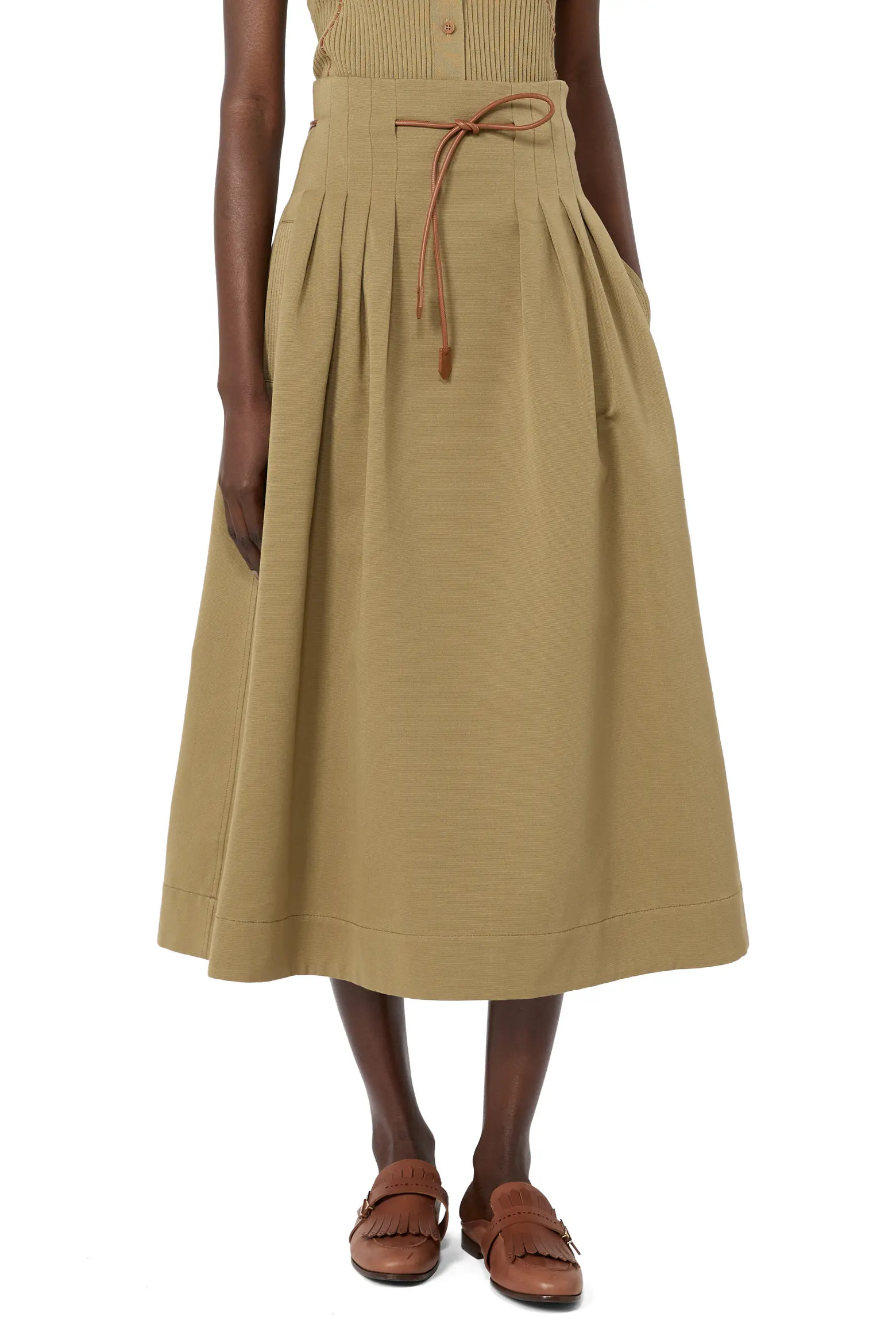 Tempio Pleated Cotton Ottoman Midi Skirt (Women) | Nordstrom | Nordstrom