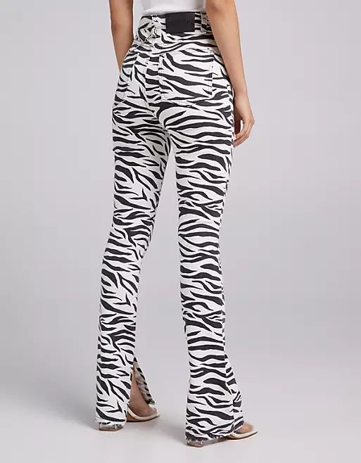 Bershka straight leg trouser in zebra print | ASOS | ASOS (Global)
