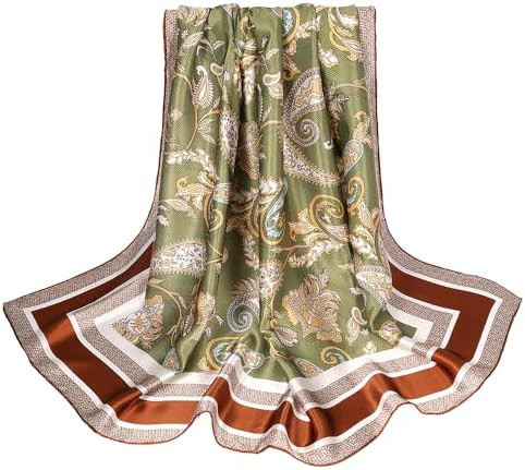 100% Mulberry Silk Scarf 43”Large Square Headscarf Hair Wraps Shawls | Amazon (US)