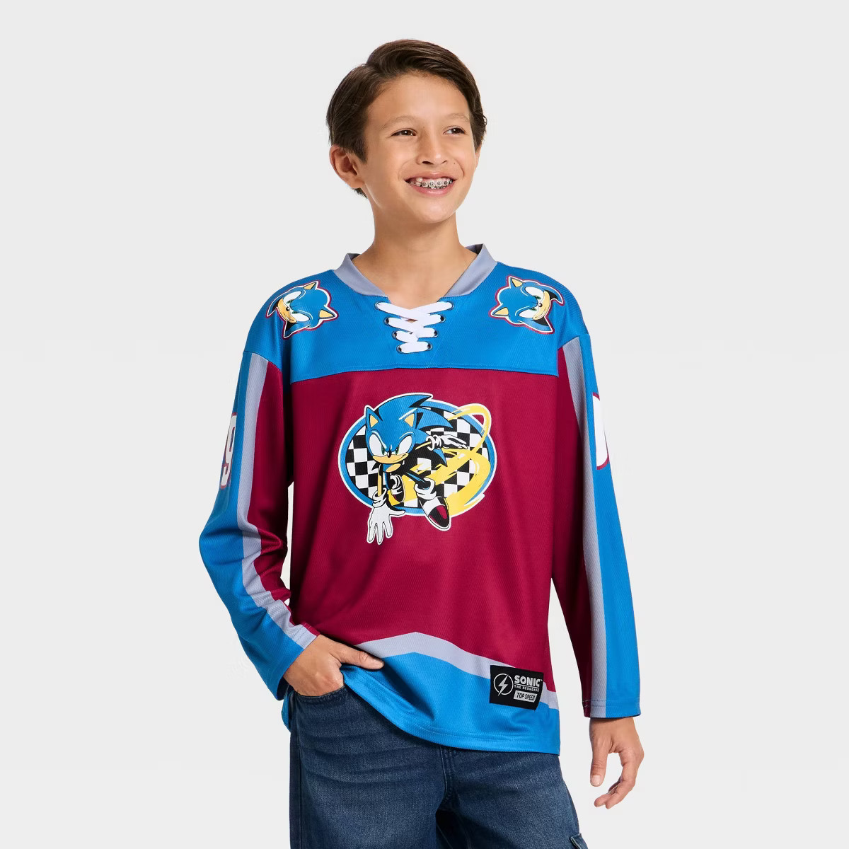 Boys' Sonic the Hedgehog Hockey Jersey - Blue/Red | Target