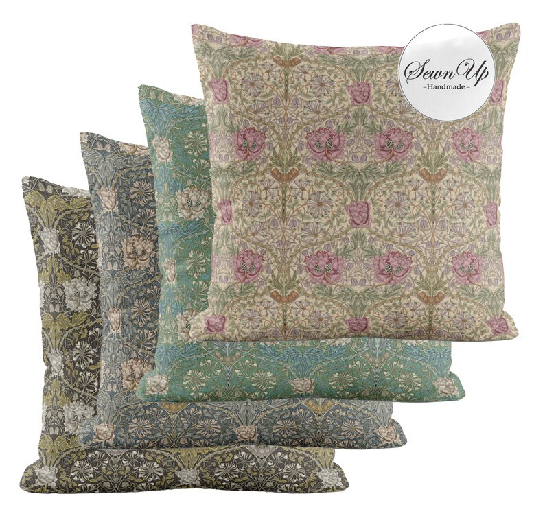 Cushion Cover 28 Sizes William Morris Honeysuckle Panama Cotton Handmade Floral Flower Victorian ... | Etsy (US)