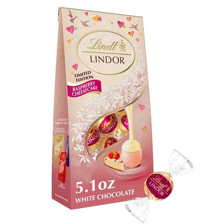 Lindt LINDOR Valentine's Day Raspberry Cheesecake White Chocolate Candy Truffles, 5.1 oz. Bag | Walmart (US)