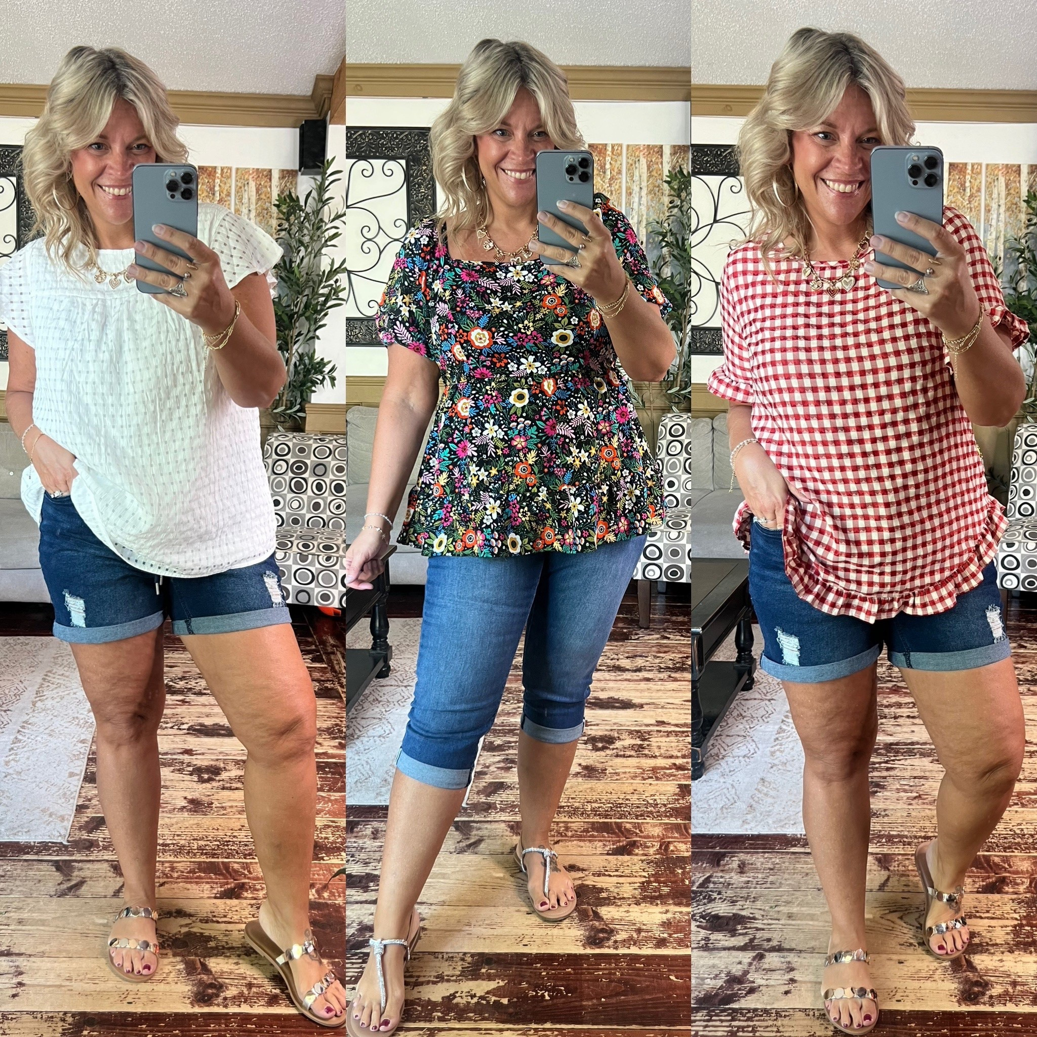 Bloomchic summer outfit ideas. Elastic waist shorts and Capri jeans size 14; all 3 tops size 12

#LTKMidsize #LTKFindsUnder50 #LTKPlusSize