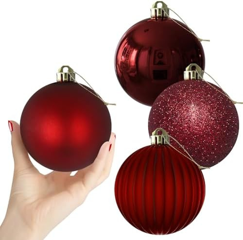 Maroon Large Christmas Balls-Christmas Tree Decoration Ornaments Shatterproof Hanging Balls for H... | Amazon (US)
