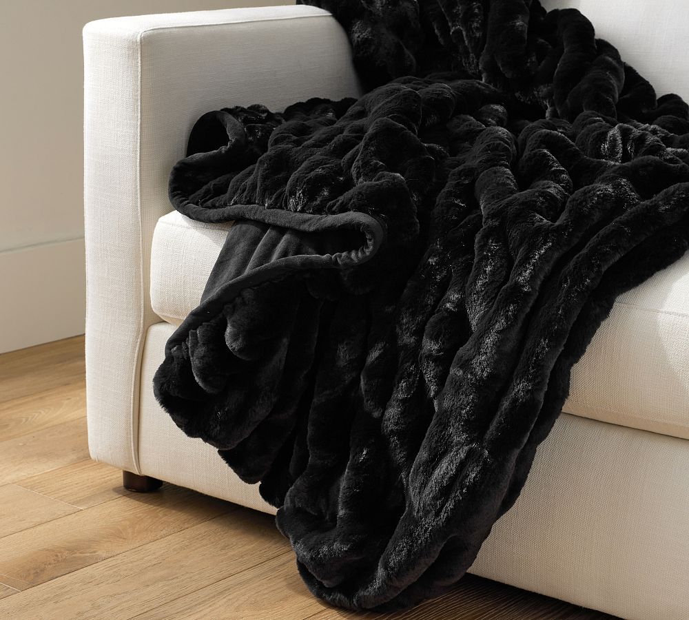 Faux Fur Ruched Throw | Pottery Barn (US)