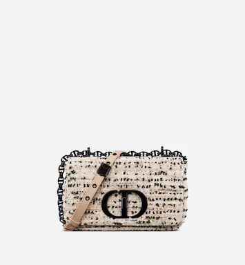 Small Dior Caro Bag White and Black Macrocannage Tweed Canvas | DIOR | Dior Couture