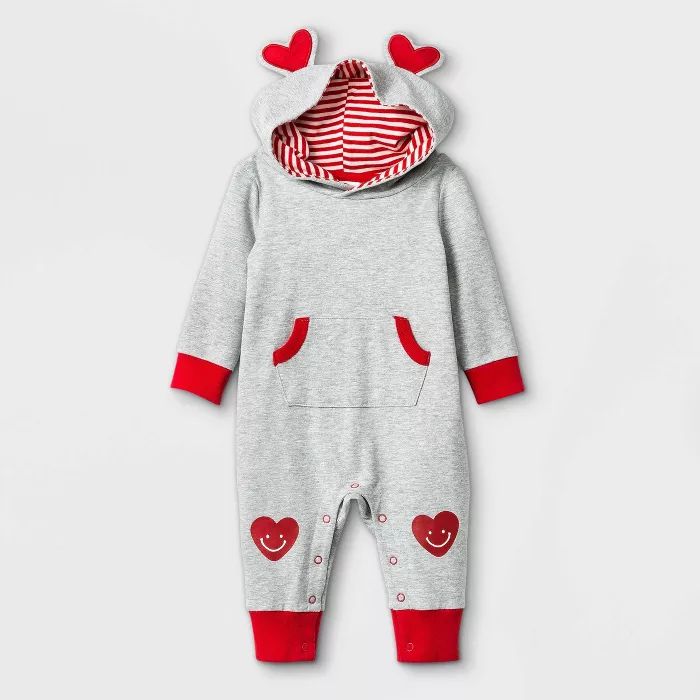 Baby Heart Ears Romper - Cat & Jack™ Heather Gray | Target