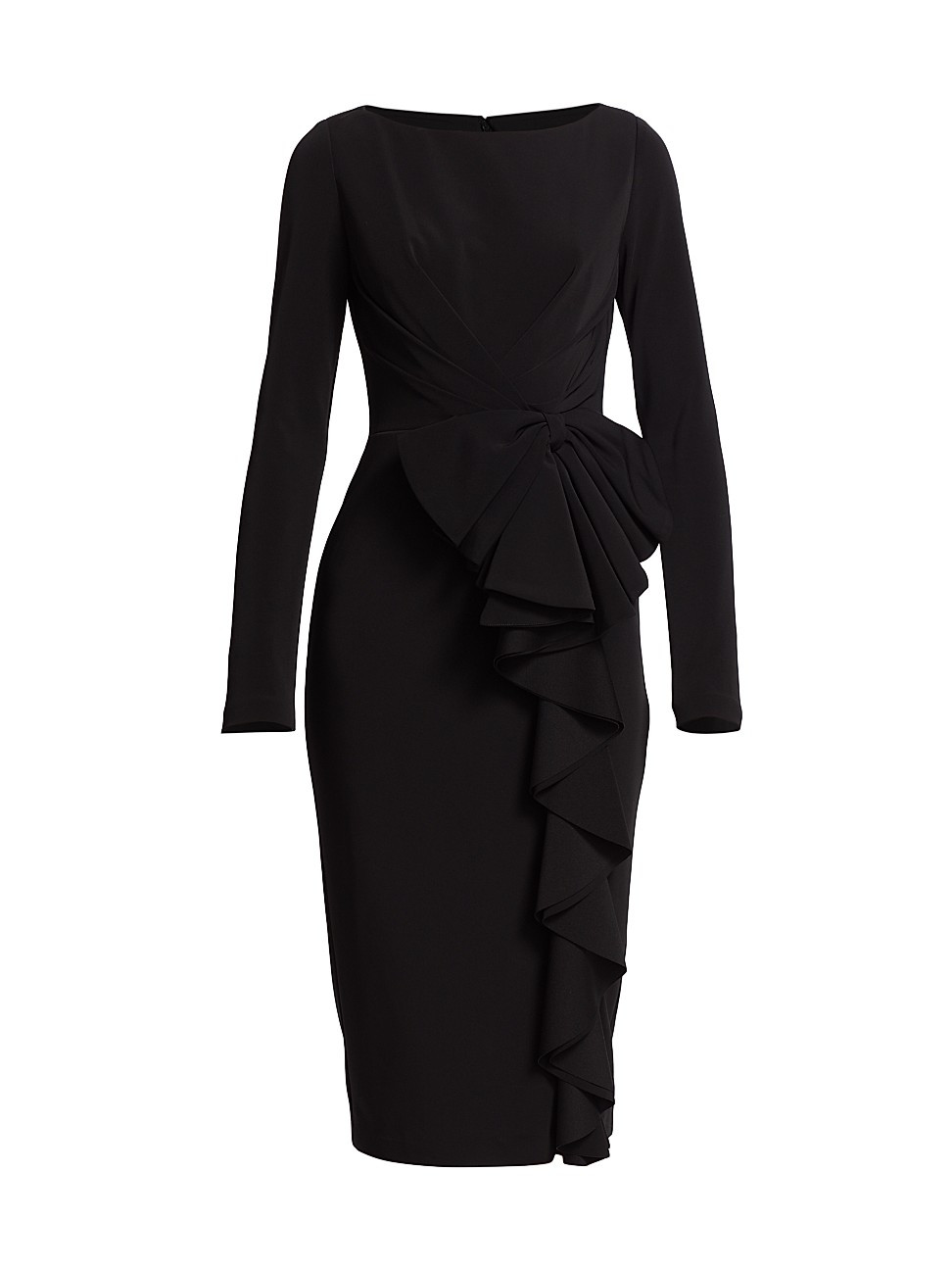 Ruffle Bow Scuba Midi-Dress | Saks Fifth Avenue
