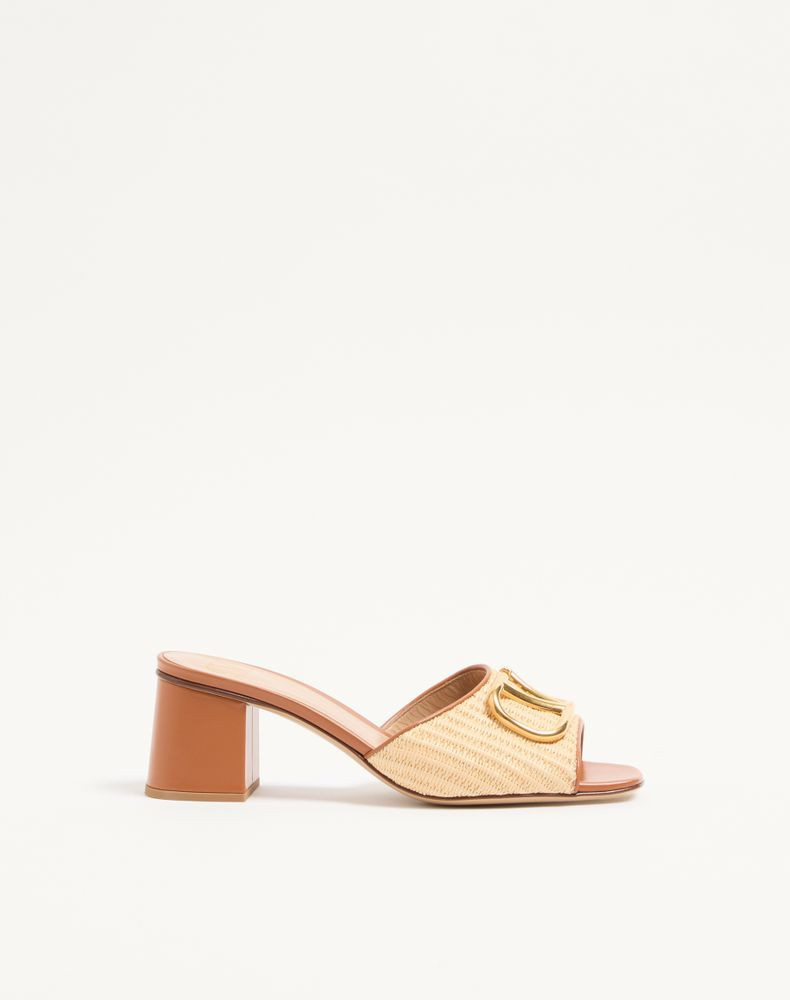Valentino Garavani VLogo Signature Slide Sandal In Raffia 60Mm Wo | Valentino