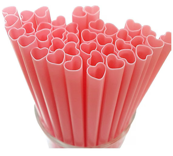 10 Reusable Pink Plastic Valentine Heart Shaped Straws 8.26 | Etsy | Etsy (US)